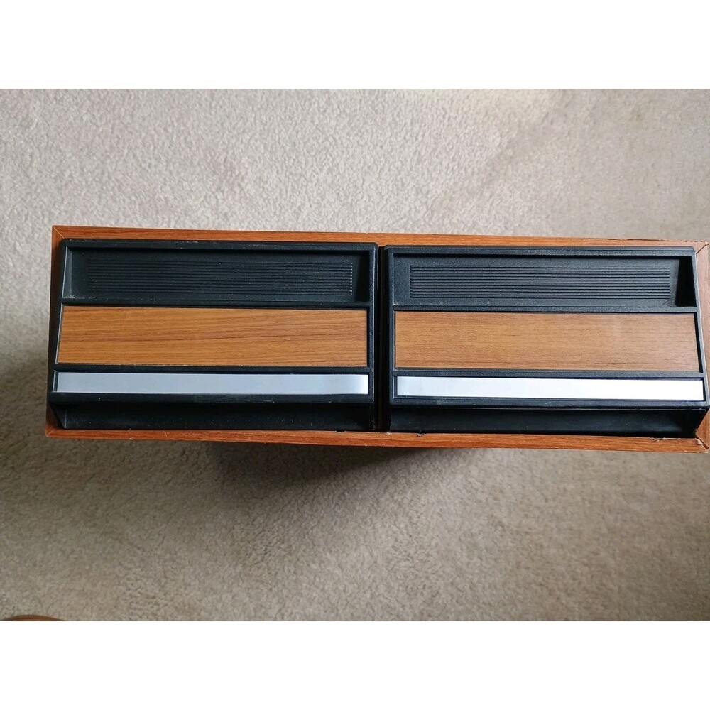 Vintage VHS Tape Holder Wood Grain 2 Drawer Cabinet Storage Case VCR Holds 24